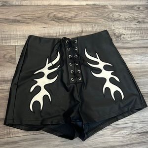Danica black vegan leather shorts